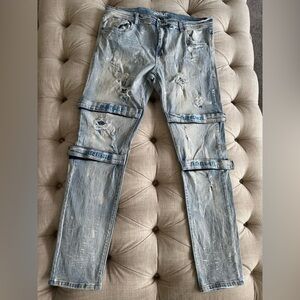 Blue Skinny Jeans with Distressed Details